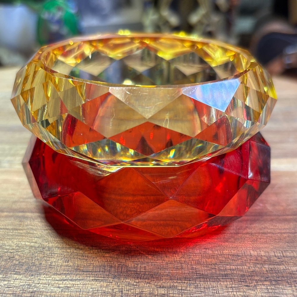Pair of faceted acrylic bangles